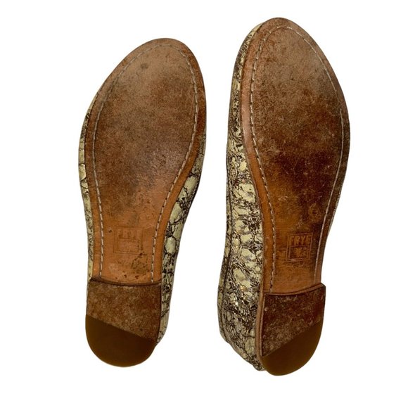 frye gold spackled snake painted leather ballet flats 7 - Picture 5 of 8